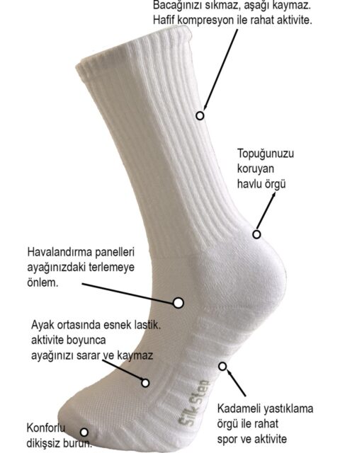 Fit Line - Beyaz Spor Çorabı - Görsel 4